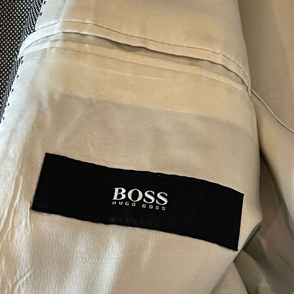 Hugo Boss Mens Suit Blazer 46L Super 140 100% Virgin Wool L34 Preppy Prom - Picture 4 of 11